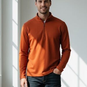 REI Orange Half Zip Pullover Long Sleeve Shirt XL